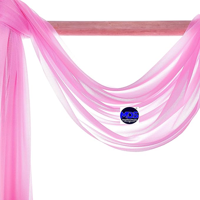 MDS Halloween Chiffon Draping Fabric - 2 Panel, 30" Wide x 50ft Long - Sheer Spooky Arbor & Canopy Drapery for Haunted House Backdrops, Party Ceilings, DIY Costumes & Themed Events - Bubblegum Pink