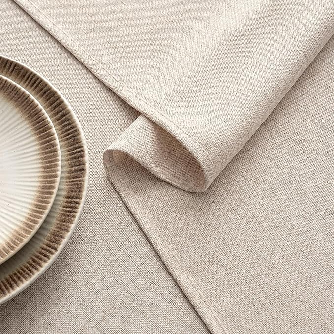 MIULEE Ivory Linen Tablecloth 60x144 Inch Rectangle Table Cloth Waterproof,Stain Resistant & Wrinkle Resistant for Dining Party Wedding