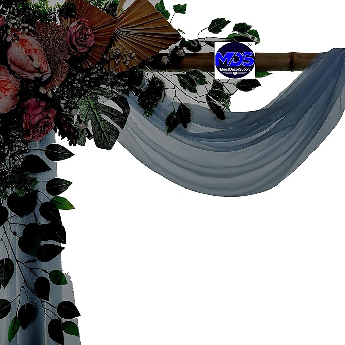 MDS Halloween Chiffon Draping Fabric - 2 Panel, 30" Wide x 75ft Long - Sheer Spooky Arbor & Canopy Drapery for Haunted House Backdrops, Party Ceilings, DIY Costumes & Themed Events - Dusty Blue
