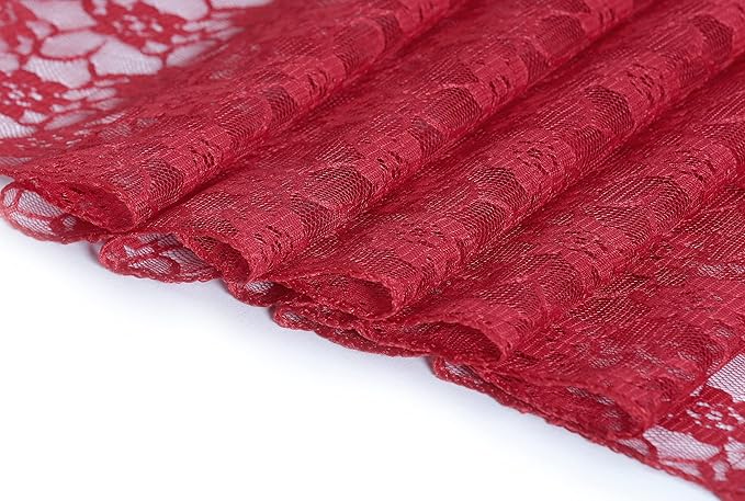 MDS Pack of 15 Wedding 12 x 108 inches Lace Table Runner for Wedding, Decorations for Birthday Parties, Banquets, Graduations, Engagements, and Runners fit Rectangle, Round Table- Apple red