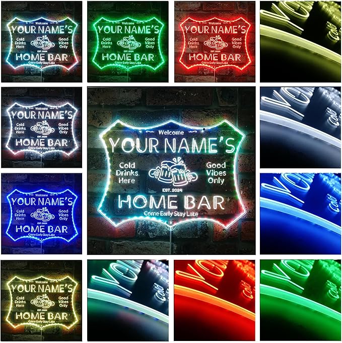 ADVPRO Personalized Your Name Home Bar RGB Dynamic Glam LED Sign - Cut-to-Edge Shape - Smart 3D Decoration - Multicolor Signage st06s64-fnd-p11d-tm-c