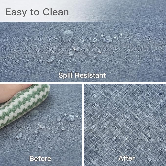 maxmill Linen Texture Tablecloth Water Resistant Antiwrinkle Spillproof Wipeable Washable Soft Fabric Table Cloth for Dining Room, Buffet Banquet Party Holiday, Rectangular 60 x 108 Inch, Demin Blue