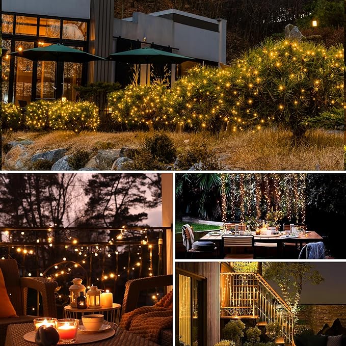 String Lights 6 Pack, Solar Warm White, 480 LEDs, 198 Ft Total