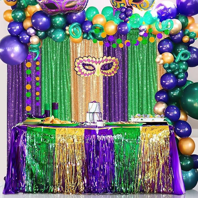 Gold Sequin Backdrop Drapes 4 Panels 2FTx8FT Glitter Backdrop Curtains for Wedding Party Stage Decorations