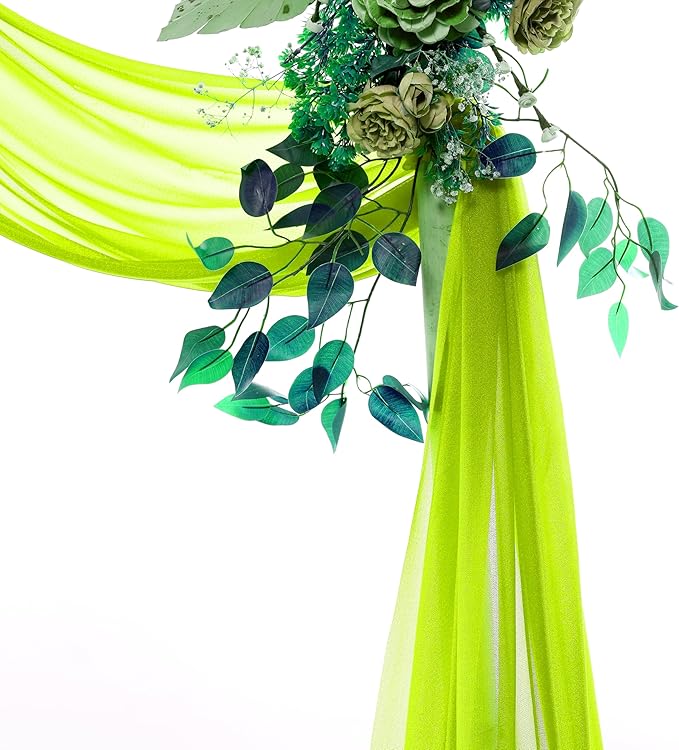 Fabric Parrot Green Sheer Chiffon Panels, 4 Pack, 30 in x 20 Ft