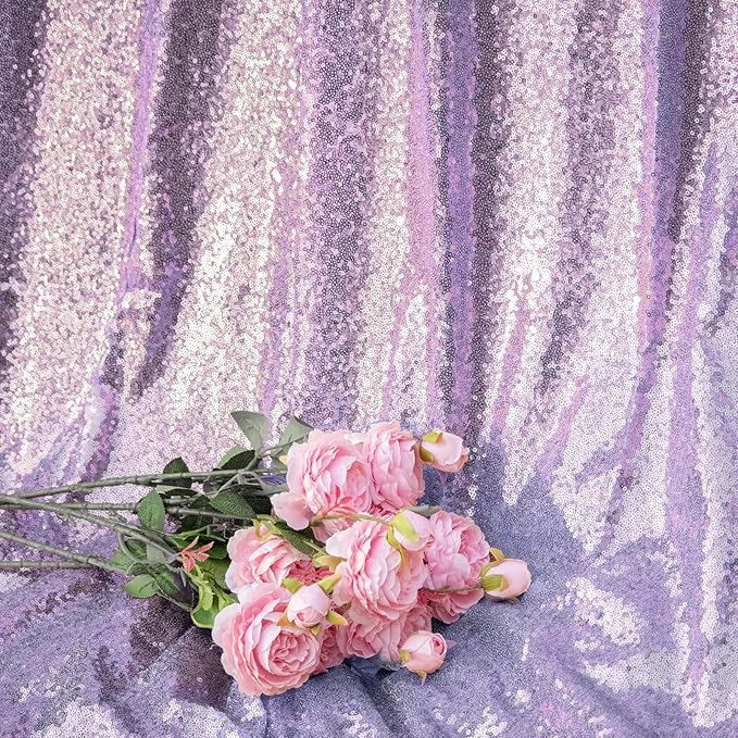 JYFLZQ Lavender Sequin Backdrop Curtains 7ft x 7ft 1 Panel Glitter Photo Booth Backdrops Sparkly Photography Background Drapes for Parties Wedding Bridal Showers