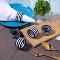 Set of 12 Epoxy Napkin Rings, Elegant Navy Blue & White