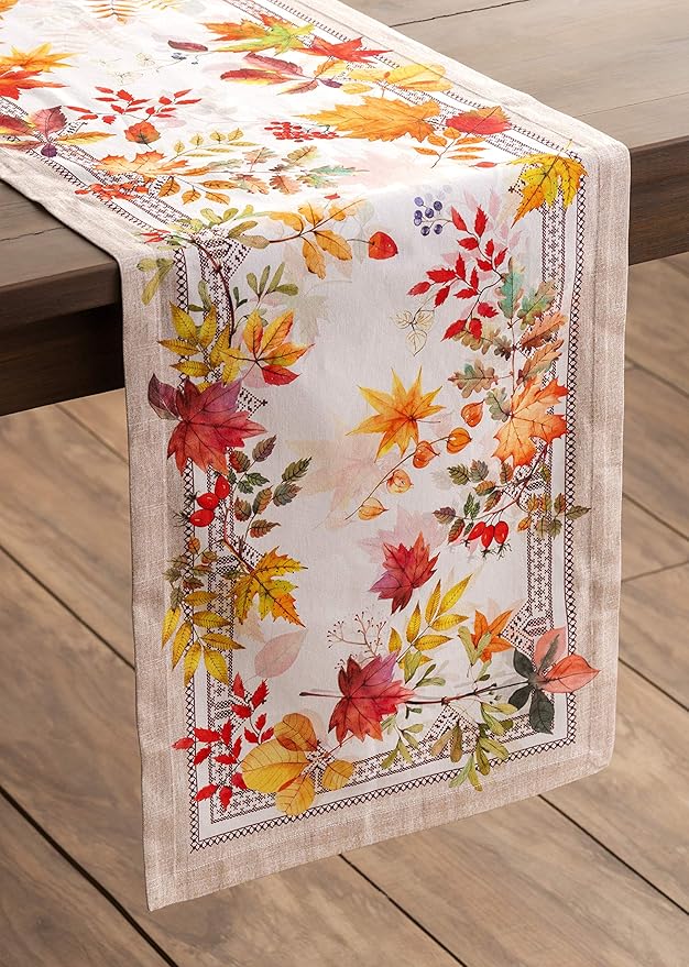Maison d' Hermine Table Runner 100% Cotton Single Layer Table Runners 60 inches Long for Thanksgiving Christmas Decorations Home Kitchen Dining Party Wedding (Amarante, 14.5" x 60")