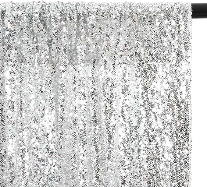 Eternal Beauty Silver Sequin Backdrop, 20x10 Ft Glitter Background Curtains for Shimmer Photography Party Wedding Birthday Back Drop Decor