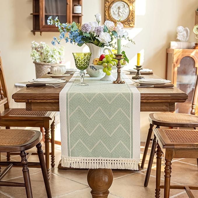 Table Runners 107 Inches,Waterproof Boho Table Runner with Tassel Fringe,Table Runner for Party Coffee Table