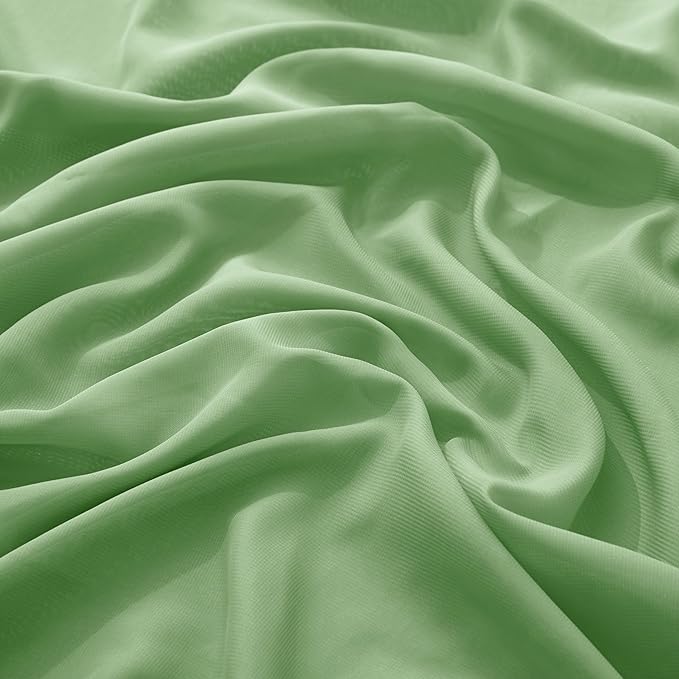 VACVELT Wedding Arch Draping Fabric Sage Green Chiffon, 1 Panel Sheer Drapes 30 Inch x 20ft Chiffon Backdrop Curtain Decor, Outdoor Sheer Drapery for Ceremony Party Ceiling