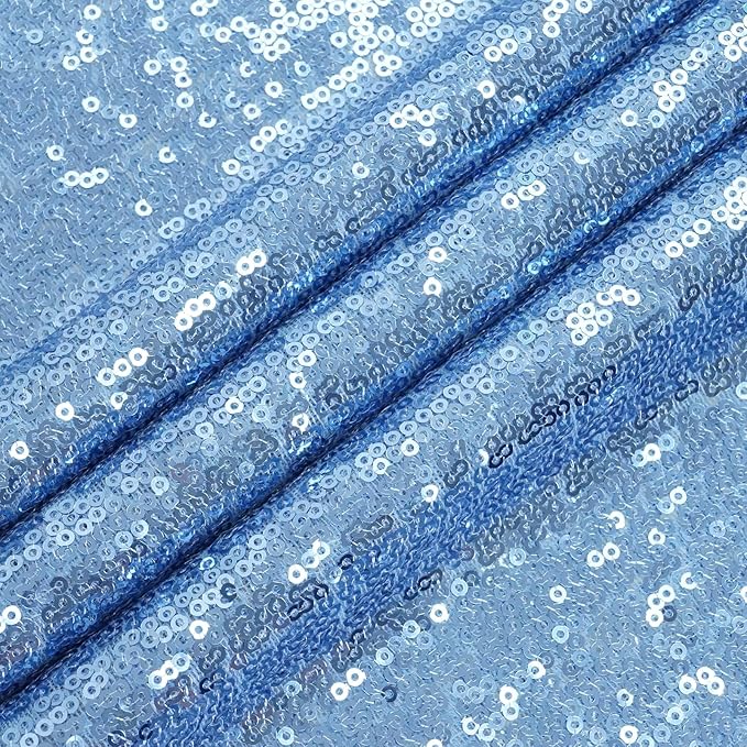 Eternal Beauty Baby Blue Sequin Backdrop, 4x7 Ft Glitter Background Curtains for Shimmer Photography Party Wedding Birthday Back Drop Decor