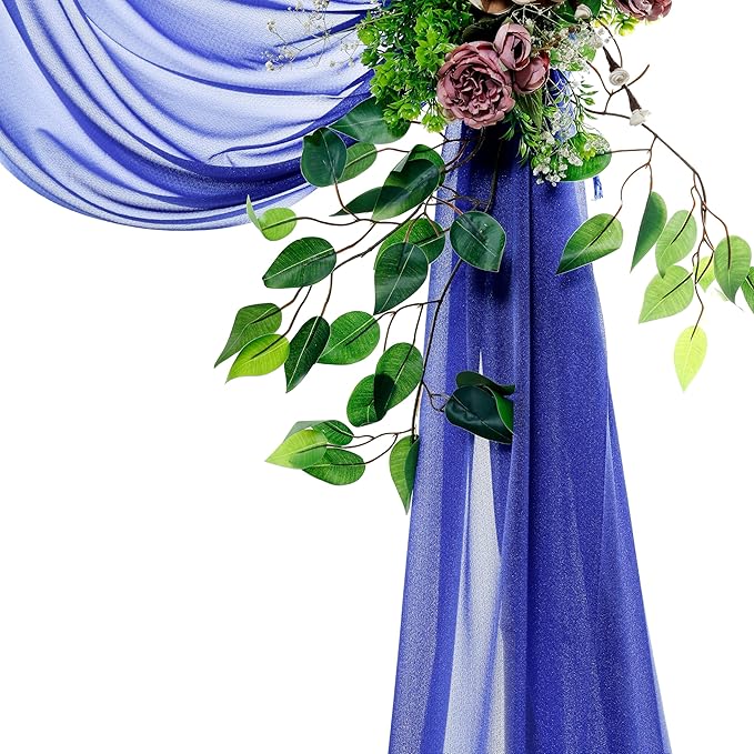Fabric Royal Blue Sheer Chiffon 3 Panels, 30 x 20 Ft Each