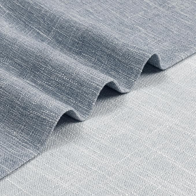 Vision Home Blue Pinch Pleated Semi Sheer Curtains Textured Light Filtering Window Curtains 90 inch for Living Room Bedroom Rayon Blended Chambray Blue Pinch Pleat Drapes with Hooks 2 Panels 40"Wx90"L