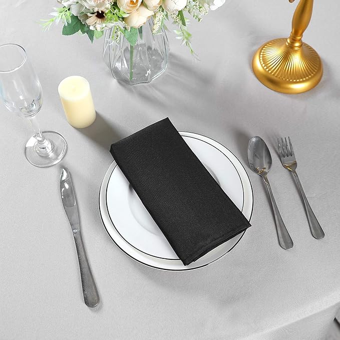 Cloth Napkins 17x17 inch Washable Polyester Dinner Napkins Soft Table Napkins for Wedding Party Dining Banquet(Black,100PCS)