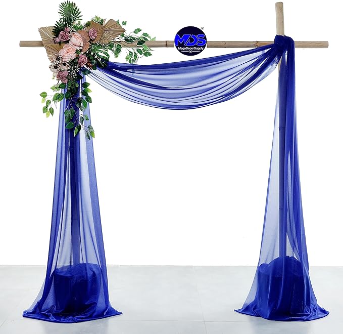 MDS Halloween Chiffon Draping Fabric - 1 Panel, 30" Wide x 75ft Long - Sheer Spooky Arbor & Canopy Drapery for Haunted House Backdrops, Party Ceilings, DIY Costumes & Themed Events - Royal Blue