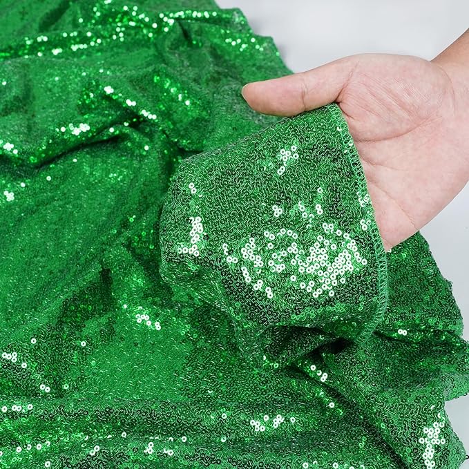 Poise3EHome Green Sequin Backdrop, 6FT x 8FT Green Sequin Photography Backdrop Curtain for St. Patrick's Day Party Decoration