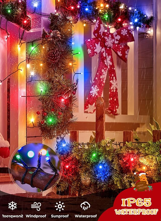 String Lights Solar Powered Outdoor 4-Pack 39ft Multicolor 120 LEDs Each