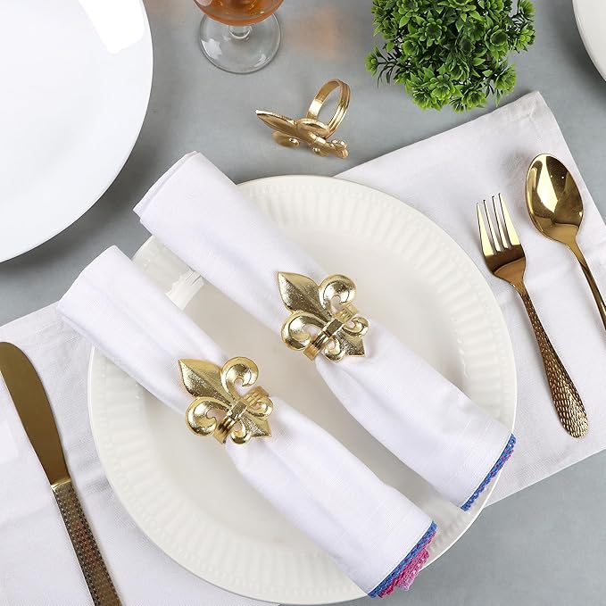 Napkin Rings Set of 12 in Brushed Gold Aluminum, Semicircle Shape