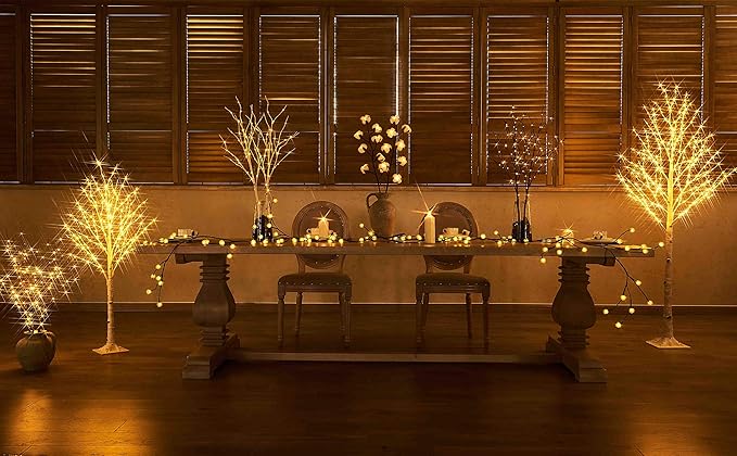 LITBLOOM Lighted Brown Willow Branches 32IN 100 LED with Timer Battery Operated, Tree Branch with Warm White Lights for Holiday Christmas Decoration Indoor Outdoor Use