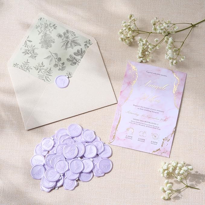Wax Seal Stickers (60 Pcs, 3 Designs in 1 Pack) Premium Envelope Seal Stickers for Wedding Invitation Envelopes, Adhesive Wax Seals, Perfect for Seating Chart, Gift Wrapping