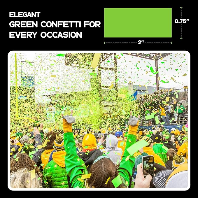 Ultimate Confetti, Rectangular Biodegradable Confetti – light Green Fluttering Tissue Paper Confetti for Cannon and Launcher use - Wedding Confeti, Birthday, Parties and Live Events - 1 lb, 16 oz