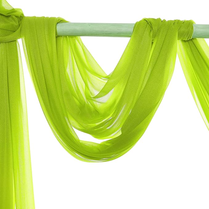 Fabric Parrot Green Sheer Chiffon Panels, 4 Pack, 30 in x 20 Ft