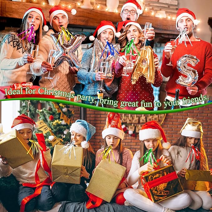 24 Pcs Glitter Noise Makers Metallic Fringed Party Blower for Adults Birthday Graduation New Years Party Favors Supplies (Colorful)