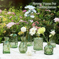 Vintage Small Glass Vases Set of 10, Amber, Mini Bud Vases for Flowers