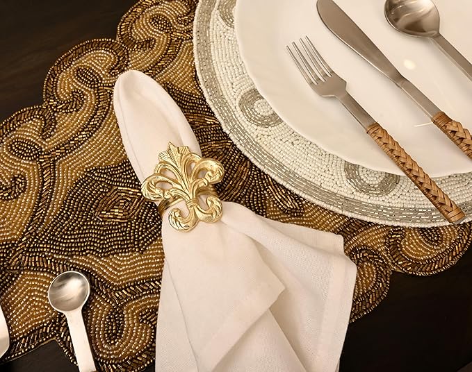 Napkin Rings, 12-Pack Shiny Gold Aluminum Set for Dinner Tables