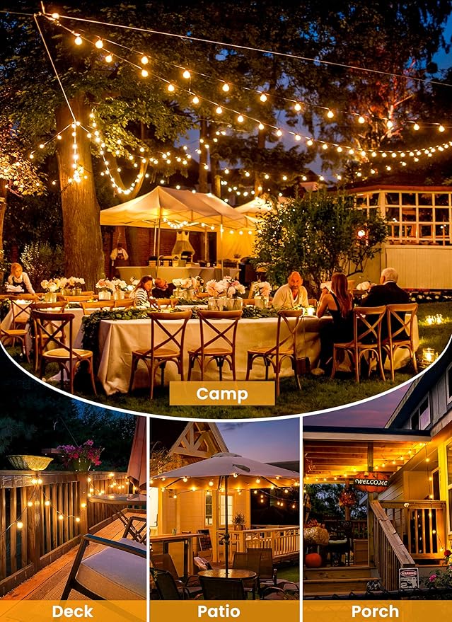 String Lights Solar 75 ft Warm White with Remote, 35 Shatterproof LEDs