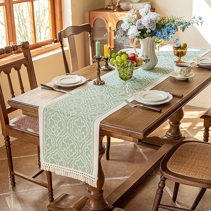 Table Runners 95 Inches,Waterproof Boho Table Runner with Tassel Fringe,Table Runner for Party Coffee Table