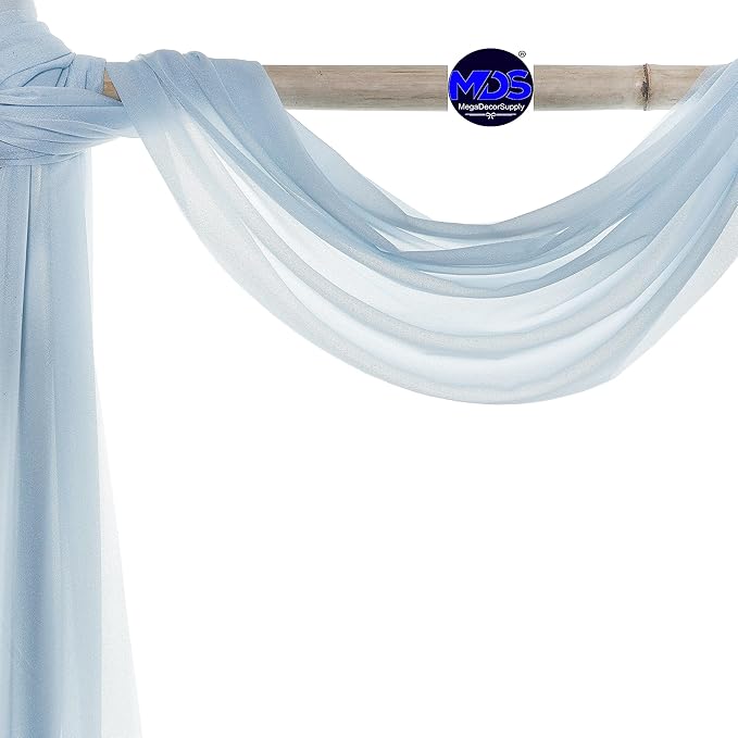 MDS Halloween Chiffon Draping Fabric - 1 Panel, 30" Wide x 40ft Long - Sheer Spooky Arbor & Canopy Drapery for Haunted House Backdrops, Party Ceilings, DIY Costumes & Themed Events - Baby Blue