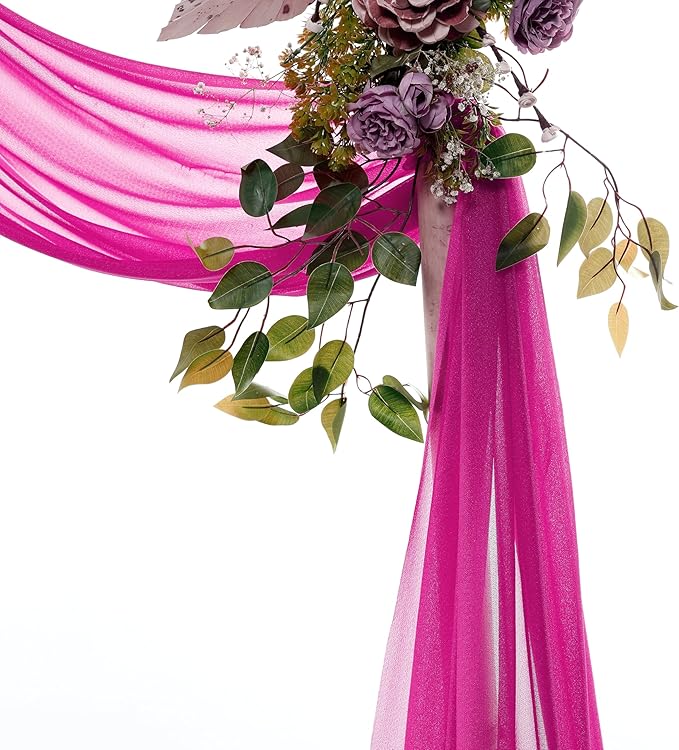 Backdrop Drapery Fabric in Magenta Sheer Chiffon, 2 Panels, 30 x 100 Ft