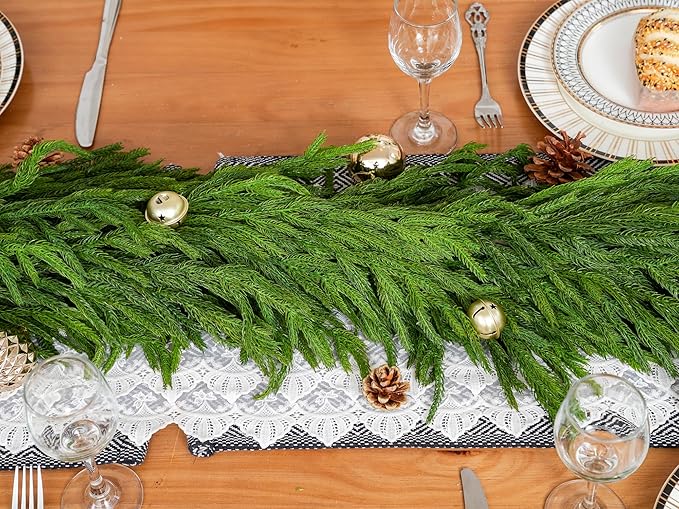 Garland 15 Ft Norfolk Pine Dark Green PE Christmas Decor