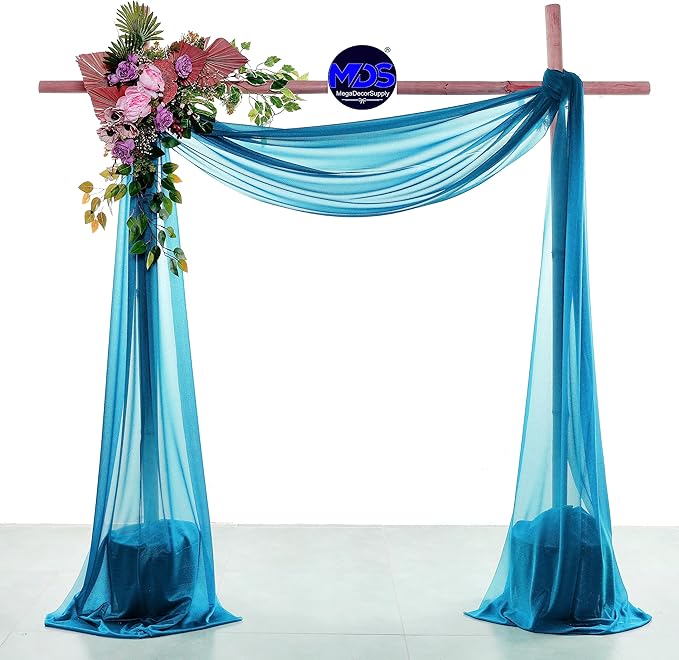 MDS Halloween Chiffon Draping Fabric - 2 Panel, 30" Wide x 50ft Long - Sheer Spooky Arbor & Canopy Drapery for Haunted House Backdrops, Party Ceilings, DIY Costumes & Themed Events - Dark Teal