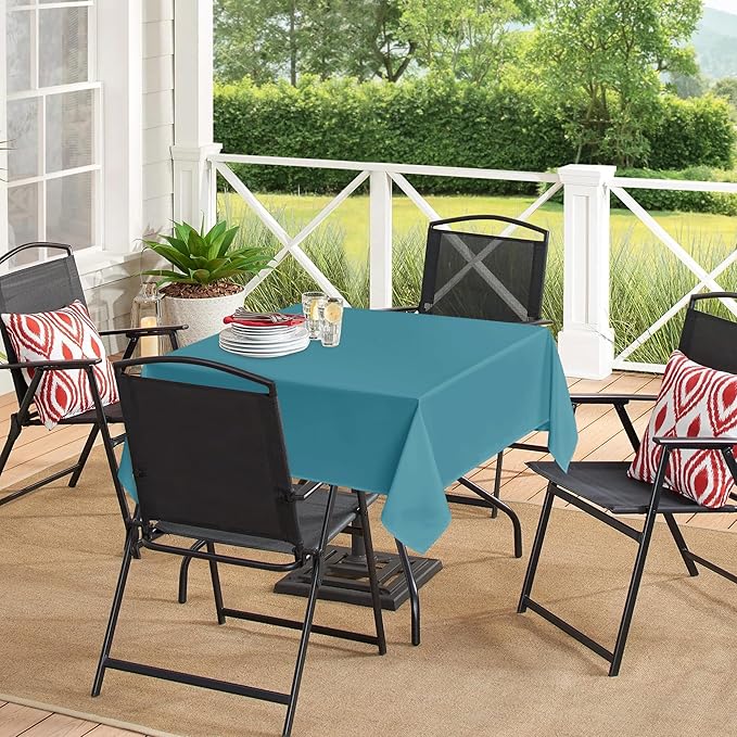 sancua Small Square Tablecloths 36x36 Inch - Teal Table Cloth for Square or Round Tables, Washable Polyester Fabric Table Cover for Nightstand End Bedside Tables