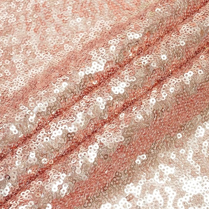 Eternal Beauty Rose Gold Sequin Backdrop, 6x6 Ft Glitter Background Curtains for Shimmer Photography Party Wedding Birthday Back Drop Decor