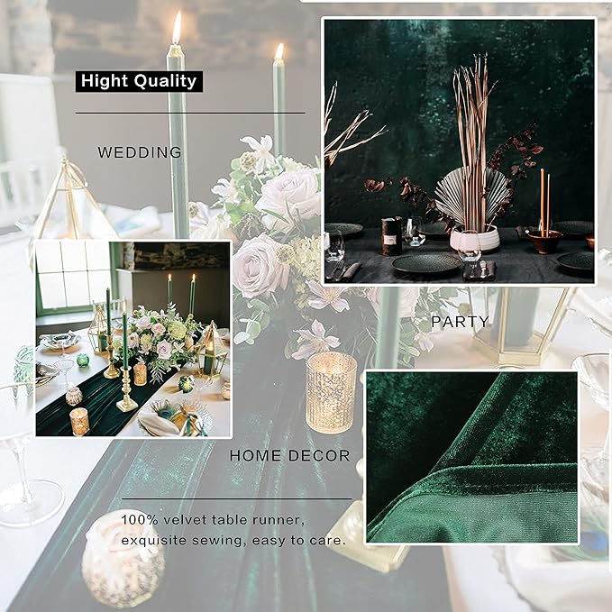 Velvet Table Runner, 10ft Luxurious Wedding Reception Decorations Soft Velvet Fabric Table Linen Overlay for Party (20 x 120 inch, Gold)