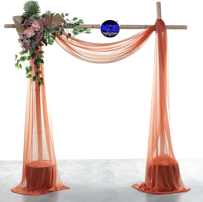 MDS Halloween Chiffon Draping Fabric - 1 Panel, 30" Wide x 100ft Long - Sheer Spooky Arbor & Canopy Drapery for Haunted House Backdrops, Party Ceilings, DIY Costumes & Themed Events - Terracotta