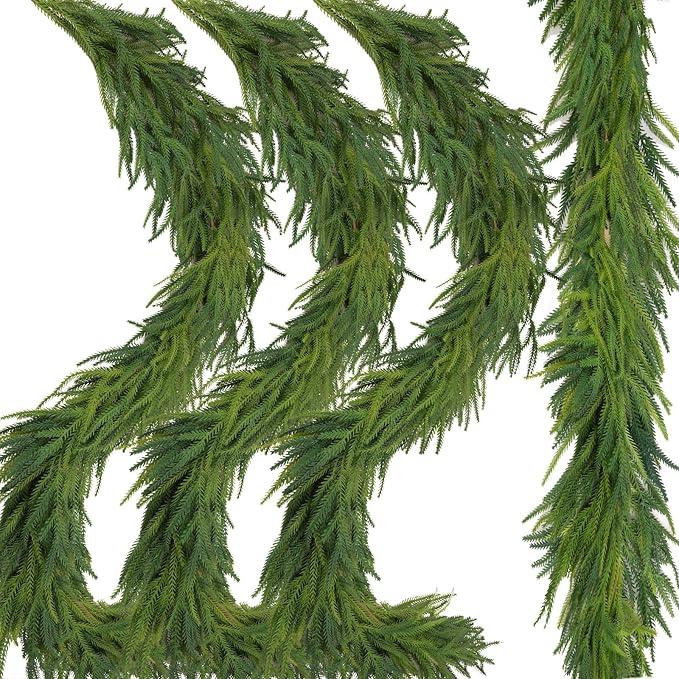 Garlands 4-Pack 9 Ft Green PE Artificial Norfolk Pine Christmas Decor