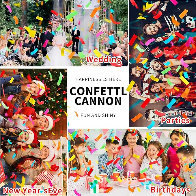 16in Biodegradable Confetti Poppers,Confetti Cannons Bulk with Colorful Confettis Design for Ceremony Party Favor Supplies,Birthday Holiday,Halloween Thanksgiving,Christmas,New Year's Eve(2Pack)