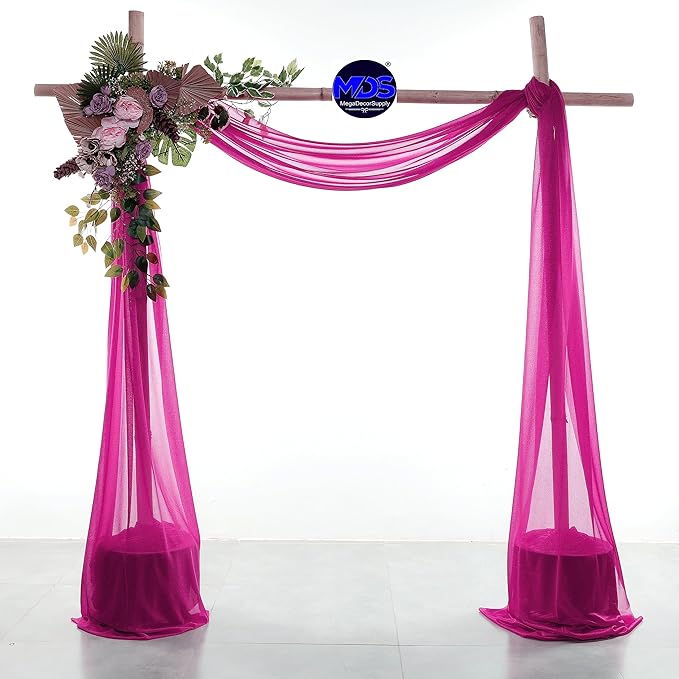 MDS Halloween Chiffon Draping Fabric - 1 Panel, 30" Wide x 30ft Long - Sheer Spooky Arbor & Canopy Drapery for Haunted House Backdrops, Party Ceilings, DIY Costumes & Themed Events - Magenta