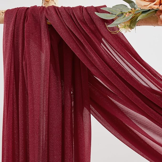 Burgundy Wedding Arch Draping Fabric 1 Panel 30'' x 20FT Burgundy Drapes Sheer Fabric Backdrop Curtains for Wedding Ceremony Birthday Party Bridal Shower Decoration