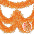 25 Feet Macaron Orange Christmas Tinsel Garland, Metallic Foil Twist Banner Wall Hanging Tinsel Streamers Backdrop for Parade Floats, Christmas, Mother's Day, Birthday Party Decorations(4in x 25ft)