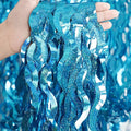 3.3 Ft X 6.6 Ft Foil Fringe Curtains, 3 Pack – Teal, Sparkle Metallic