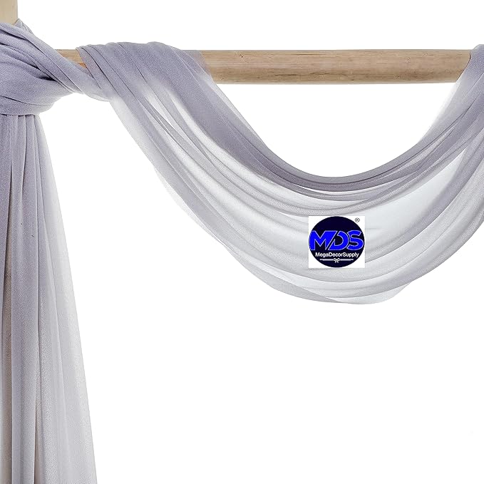 MDS Halloween Chiffon Draping Fabric - 1 Panel, 30" Wide x 100ft Long - Sheer Spooky Arbor & Canopy Drapery for Haunted House Backdrops, Party Ceilings, DIY Costumes & Themed Events - Cool Gray