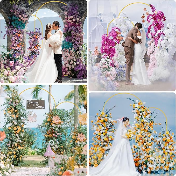 Arbor Wedding Arch Backdrop Set, Gold Metal, 2 Sizes: 7.2 Ft and 6 Ft