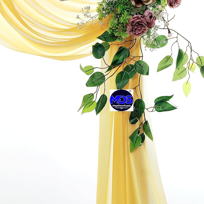 MDS Halloween Chiffon Draping Fabric - 1 Panel, 30" Wide x 50ft Long - Sheer Spooky Arbor & Canopy Drapery for Haunted House Backdrops, Party Ceilings, DIY Costumes & Themed Events - Gold
