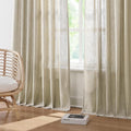 Sand Pinch Pleated Semi Sheer Curtains Textured Blended Light – Linen